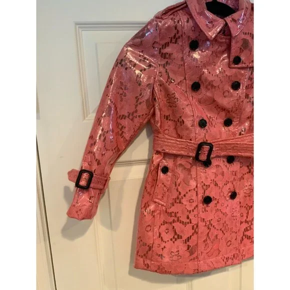 Burberry Children Pink Lace Eastheath Lace Trench Coat, Size 7Y NWT $1,595
